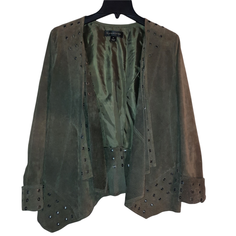 100% Genuine leather olive green jacket